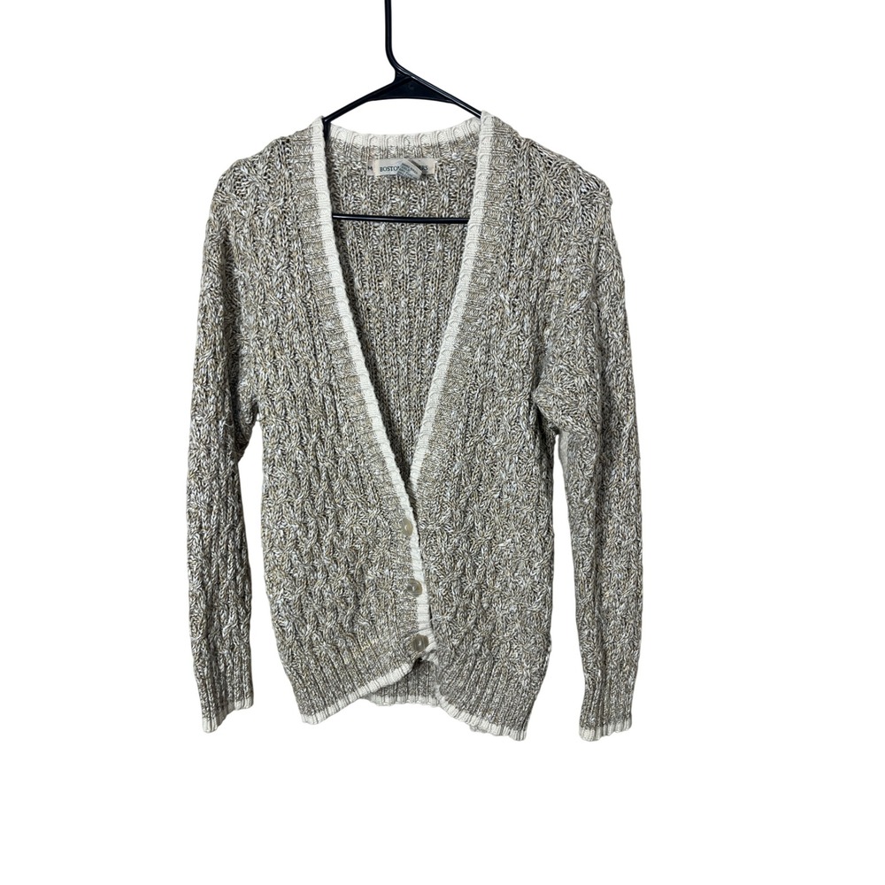 Vintage Boston Traders Cable Knit‎ Cardigan Sweater M Neutral Tones Button Front